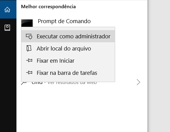 print da opção “Executar como administrador”