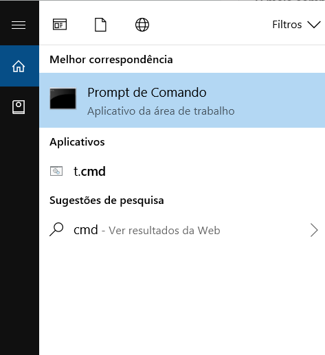 print da opção prompt de comando do computador