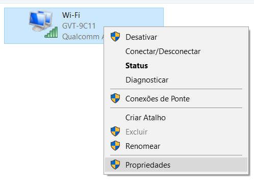print da opção “Alterar as configurações do adaptador” no computador