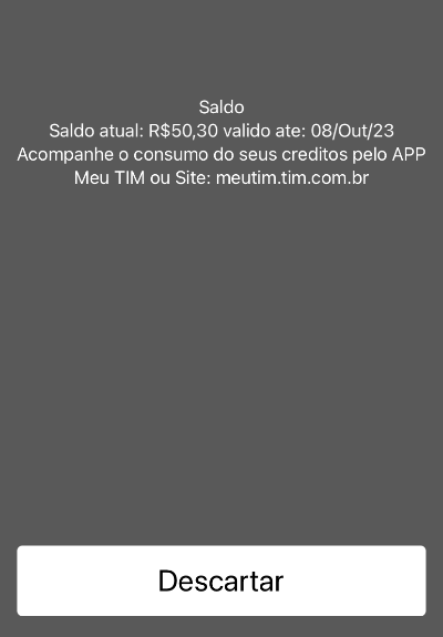 Print de como como consultar o saldo da TIM na tela.
