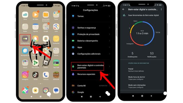 passo a passo gerenciamento de uso android