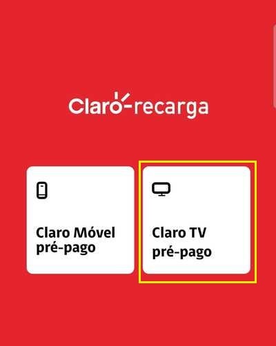 pagina inicial da claro recarga