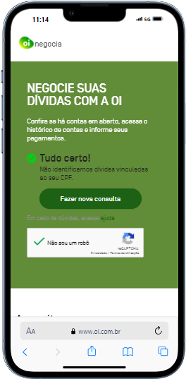captura de tela do site oi negocia