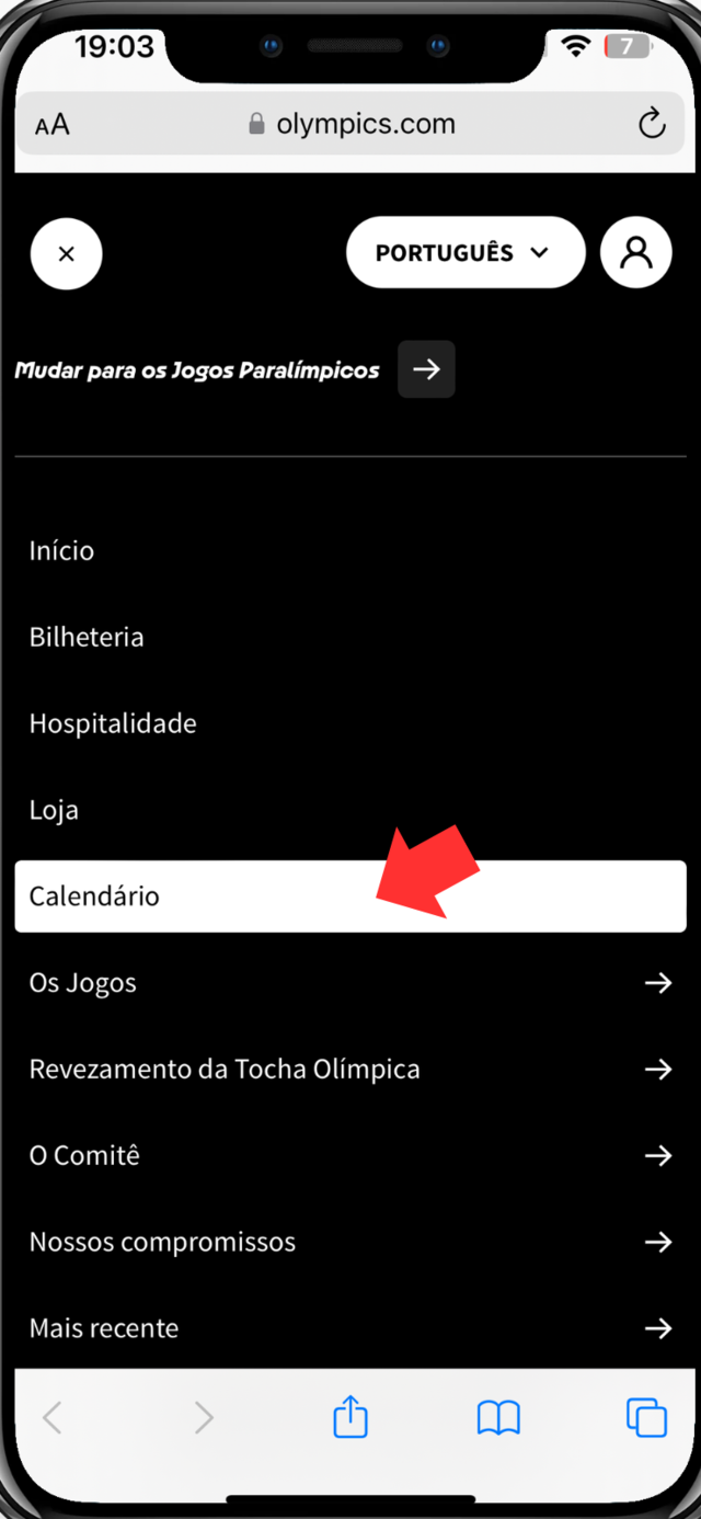 captura de tela site olimpíadas 2024