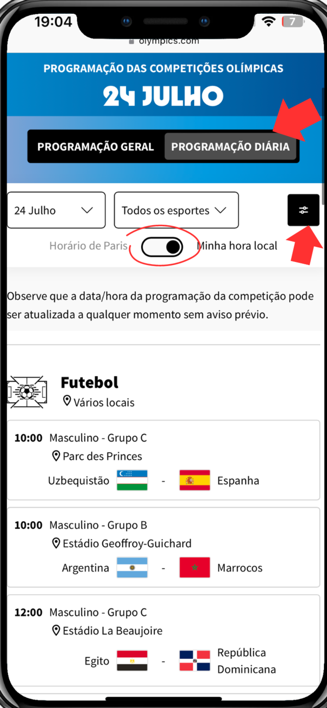 captura de tela site olimpíadas 2024