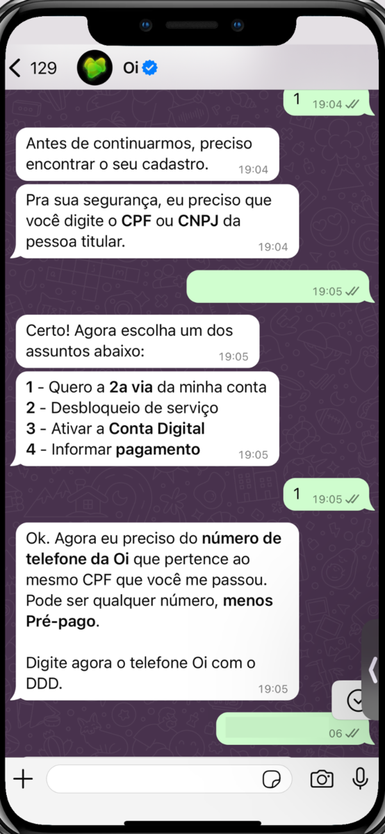 captura de tela do whatsapp oi parte 2