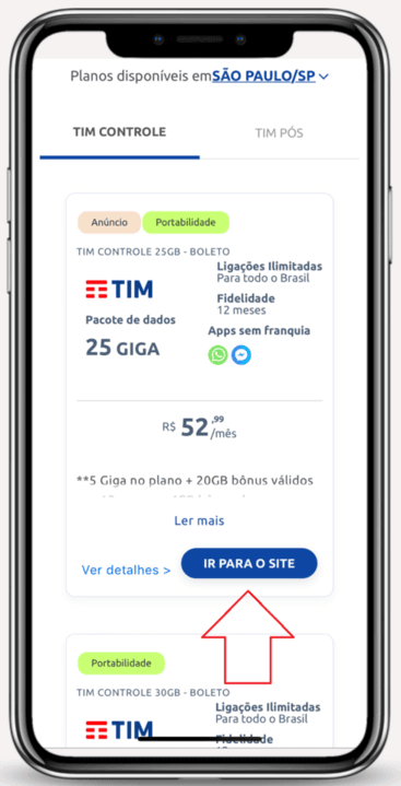 Verifique as opções de planos da TIM disponíveis;