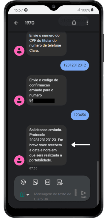 Confirmação da portabilidade