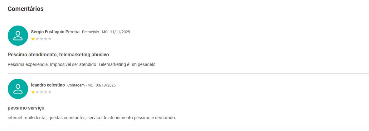 print da avaliação de usuários sobre a Nio Fibra no site do Melhor Plano