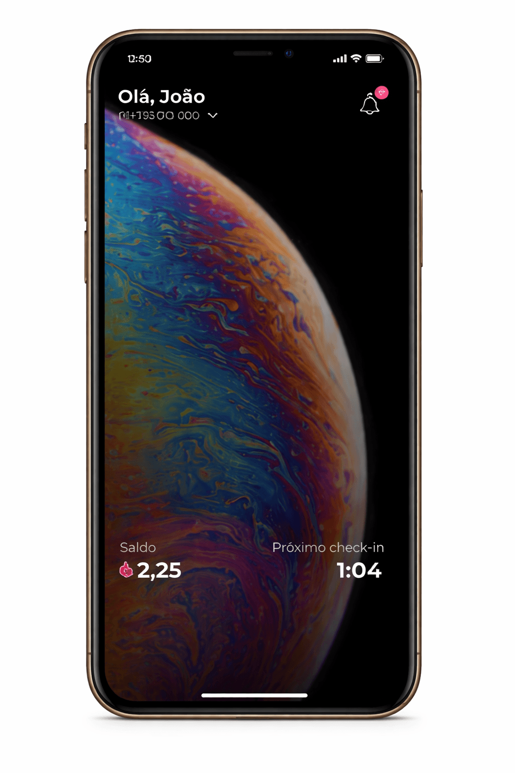 celular com a interface do veek na tela