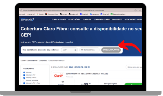 notebook com imagem do comparador de planos na tela