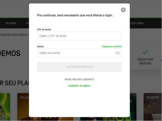 Acesse o site Minha Oi