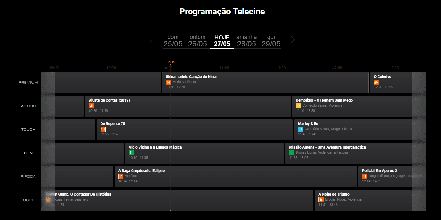 programação telecine