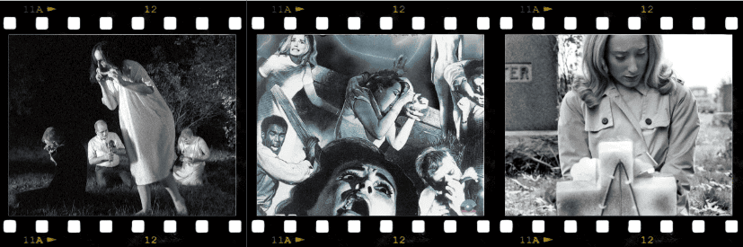print de três cenas do filme a noite dos mortos vivos