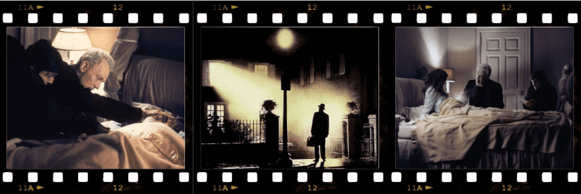 Print de três cenas do filme o exorcista