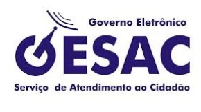 Logotipo do programa Governo Eletrônico – Serviço de Atendimento ao Cidadão (GESAC). O nome está escrito em azul, com um símbolo de antena representando sinal de internet. Acima, lê-se "Governo Eletrônico" e abaixo "Serviço de Atendimento ao Cidadão"