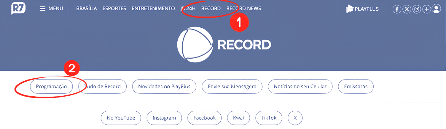 Imagem do site da Record com o passo-a-passo de como assistir pelo site